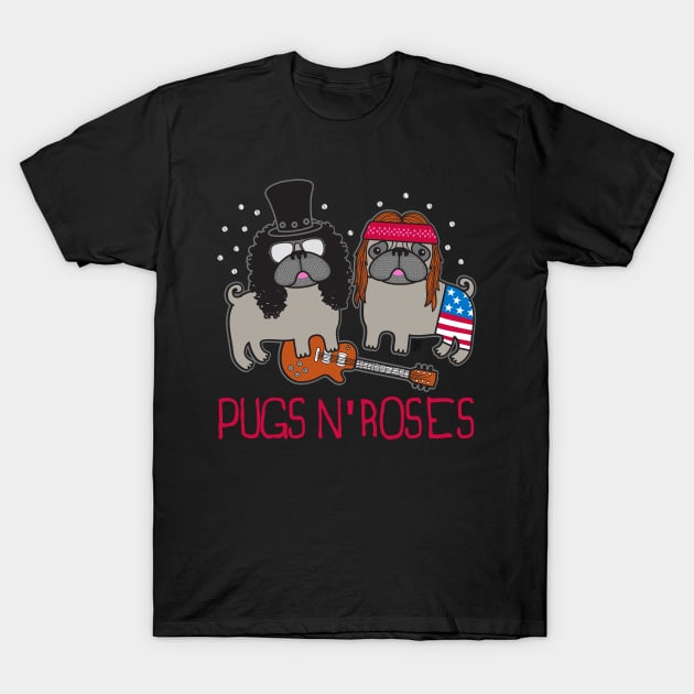 PUGS AND ROSES T-Shirt by toddgoldmanart